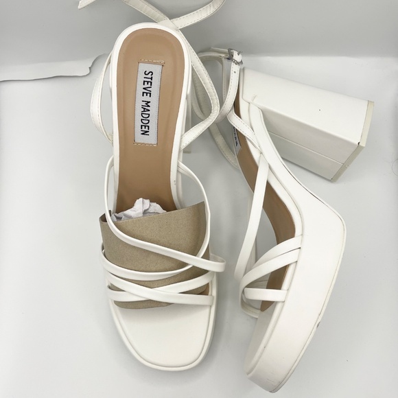 STEVE MADDEN affection strappy platform white sandals women’s Size 11M - Picture 3 of 9